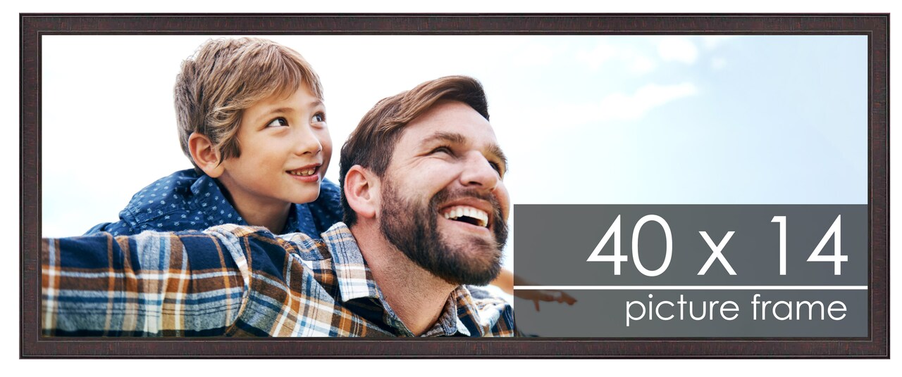 Panoramic Textured Brown Picture Frame - UV Acrylic, Foam Board Backing, Hanging Hardware